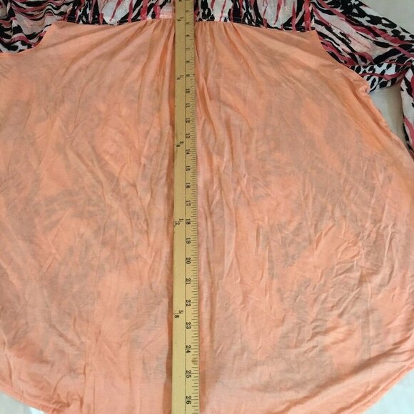 New Directions Womens Button Up Top Blouse Roll Up Sleeves Peach Paisley SZ PXL - Picture 12 of 16